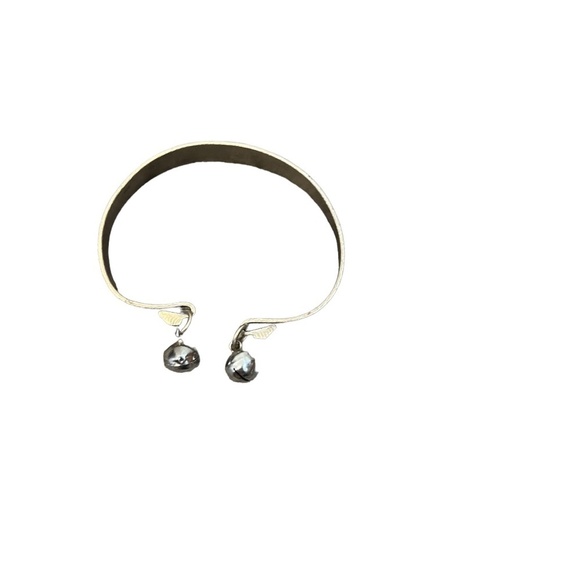 Silver tone Hand Tooled FISH Hinged Bangle Dangle Ball Bell Bracelet 7 5/8" - Picture 14 of 15